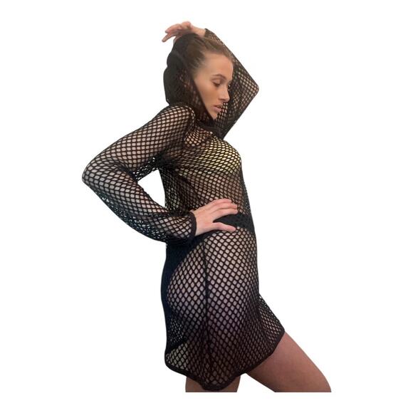 Balance Cover-Up Collection mesh womens large black lace swimsuit mesh dress - Picture 3 of 6